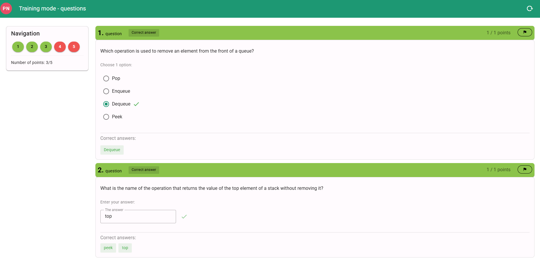 Training mode - questions about data structures